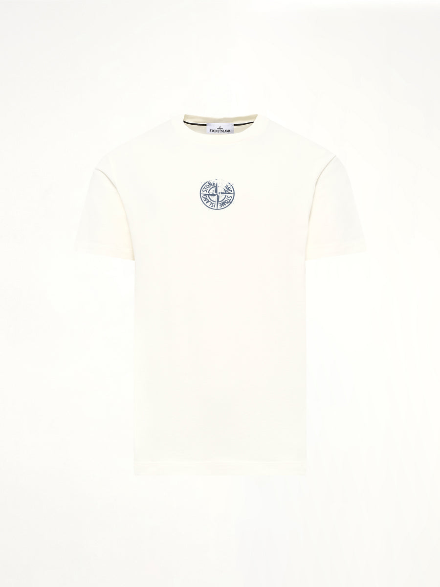 2100001 Cotton Compass Print T-Shirt in Ivory