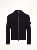 5100017 Full Rib RWS Wool Cardigan in Navy Blue