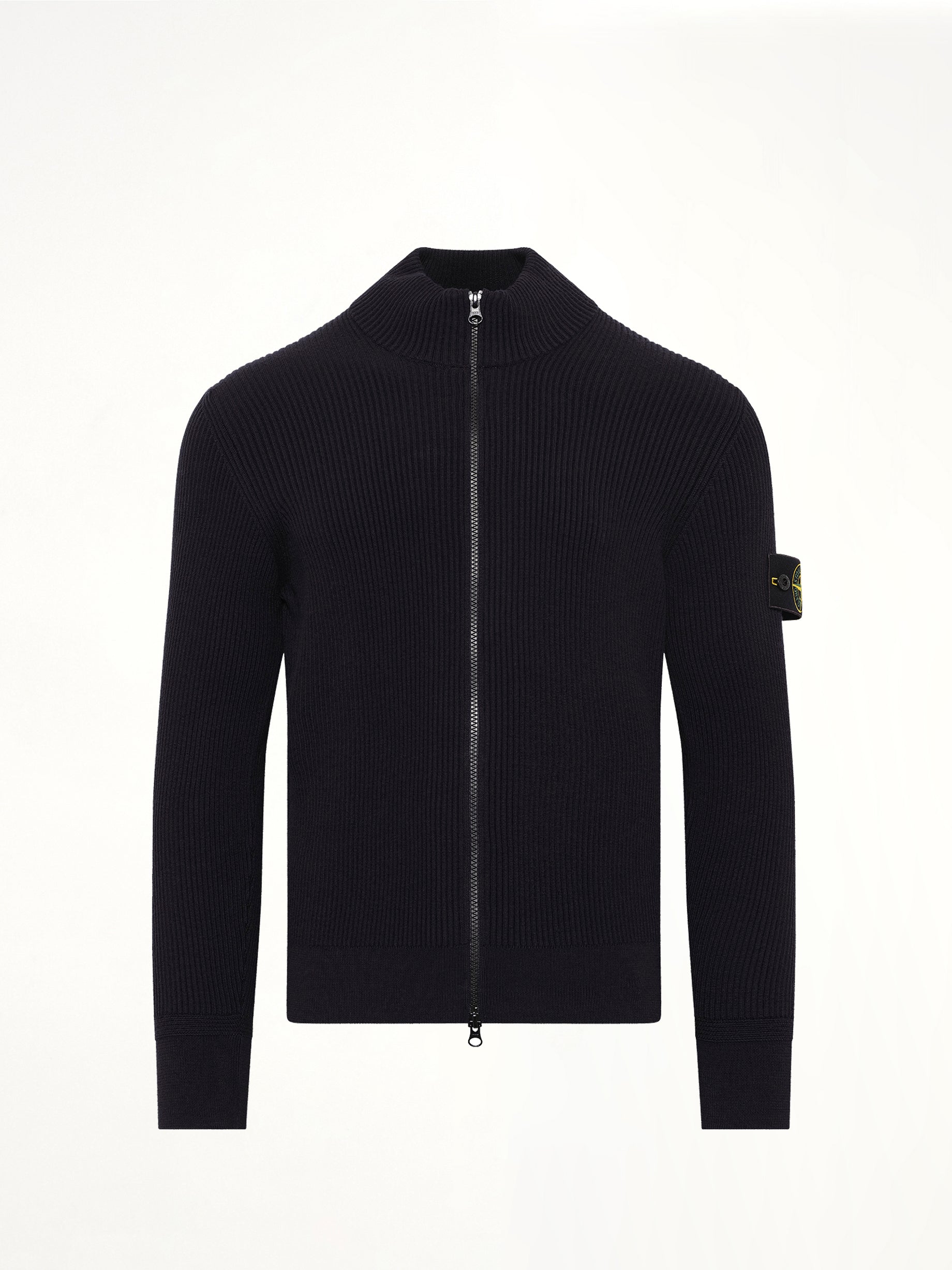 5100017 Full Rib RWS Wool Cardigan in Navy Blue