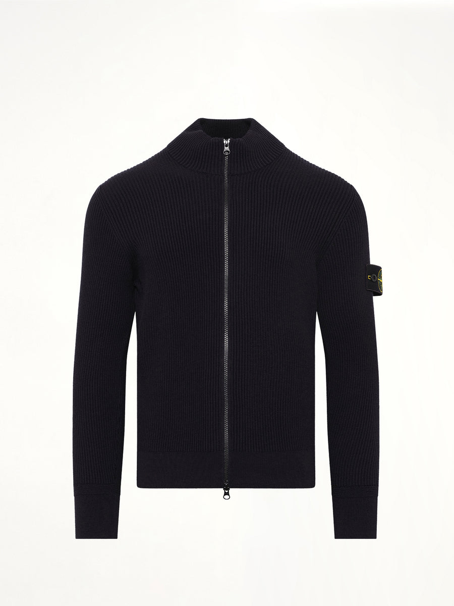 5100017 Full Rib RWS Wool Cardigan in Navy Blue