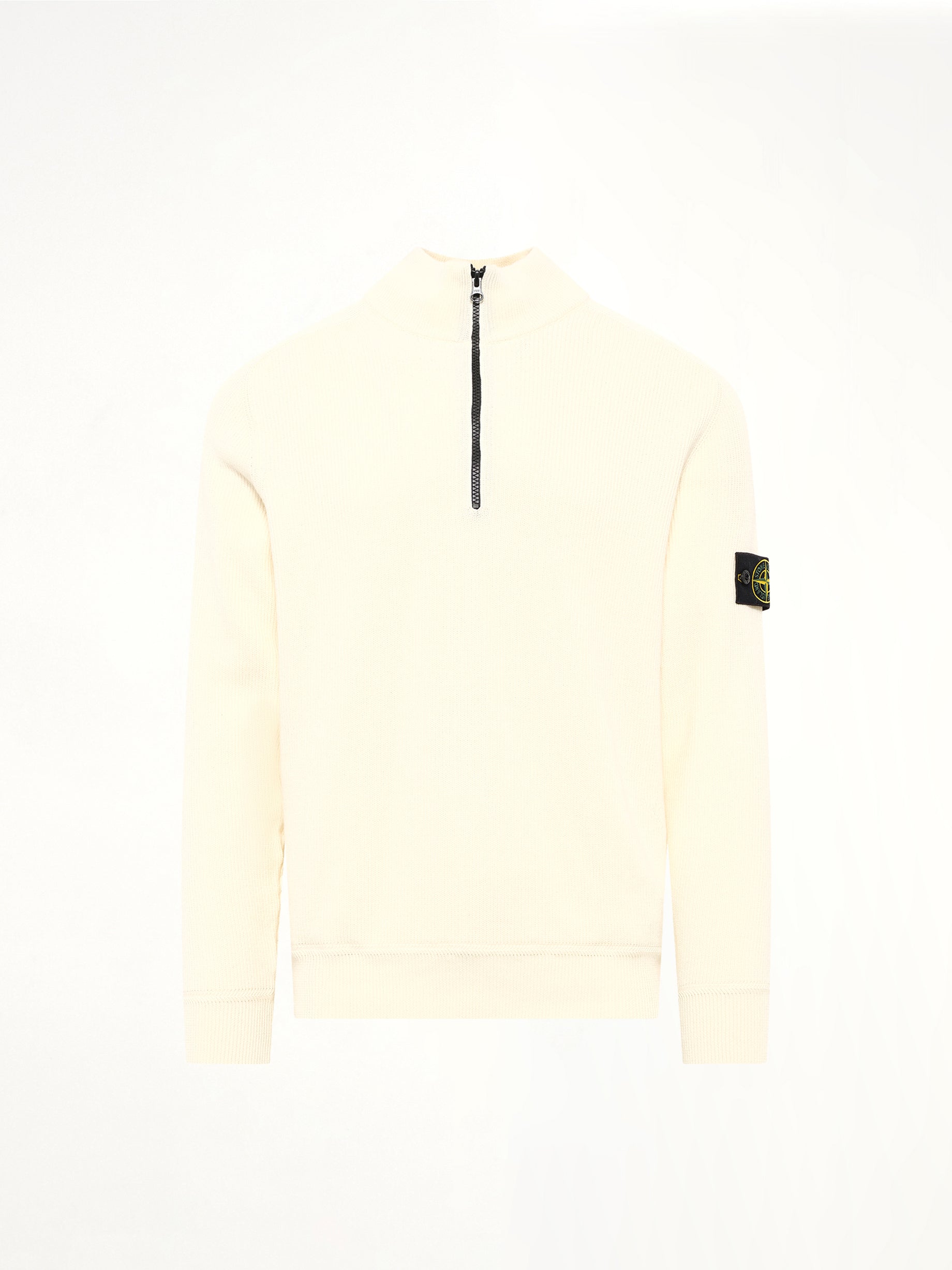 5100124 Ribbed Cotton Half-Zip Sweater in Ivory