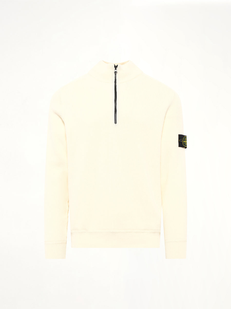 5100124 Ribbed Cotton Half-Zip Sweater in Ivory
