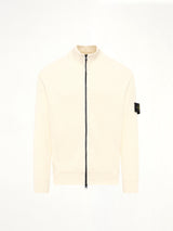 5100126 Ribbed Cotton Zip-Up Cardigan in Ivory