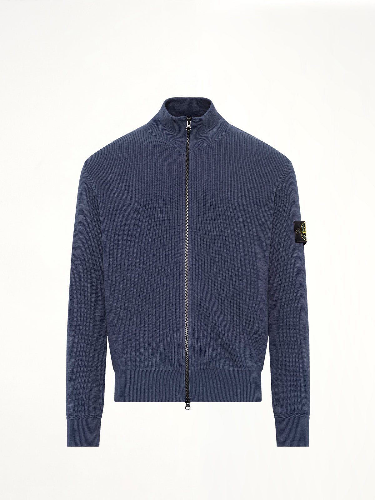 5100126 Ribbed Cotton Zip-Up Cardigan in Slate Blue