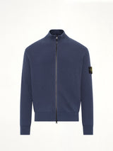5100126 Ribbed Cotton Zip-Up Cardigan in Slate Blue