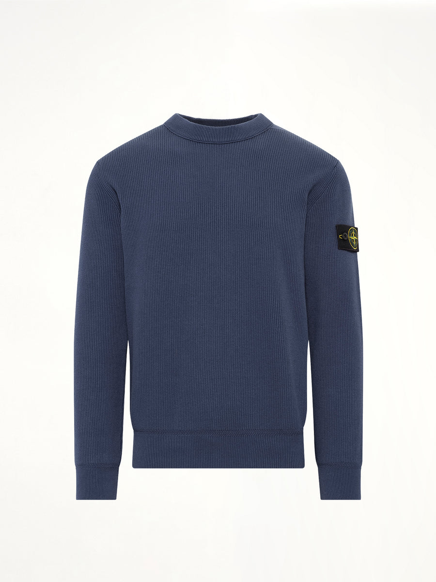 5100154 Ribbed Cotton Crewneck Sweater in Slate Blue