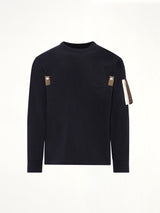 Cotton Jersey L/S T-Shirt in Navy/Dark Khaki