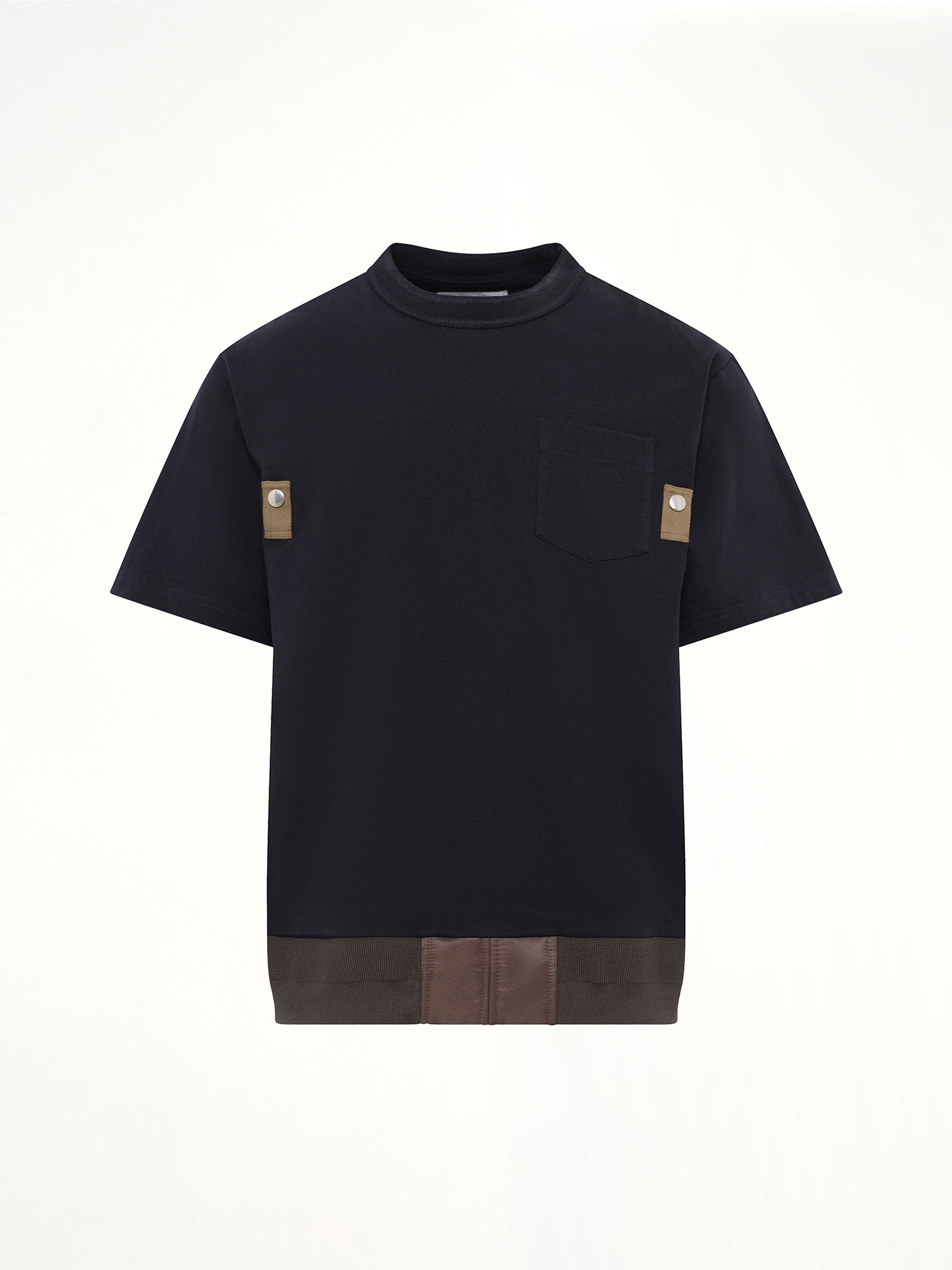 Cotton Jersey T-Shirt in Navy/Dark Khaki