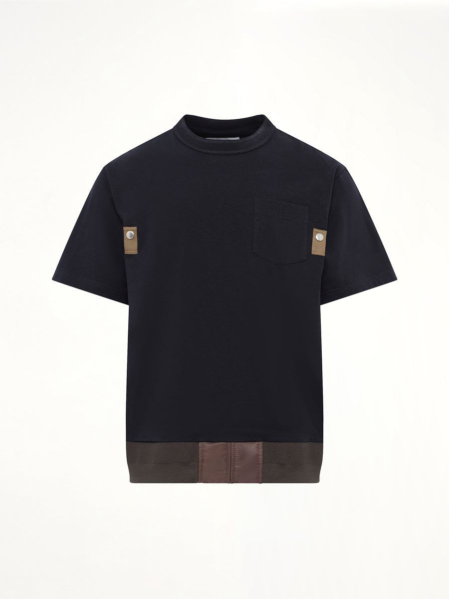Cotton Jersey T-Shirt in Navy/Dark Khaki