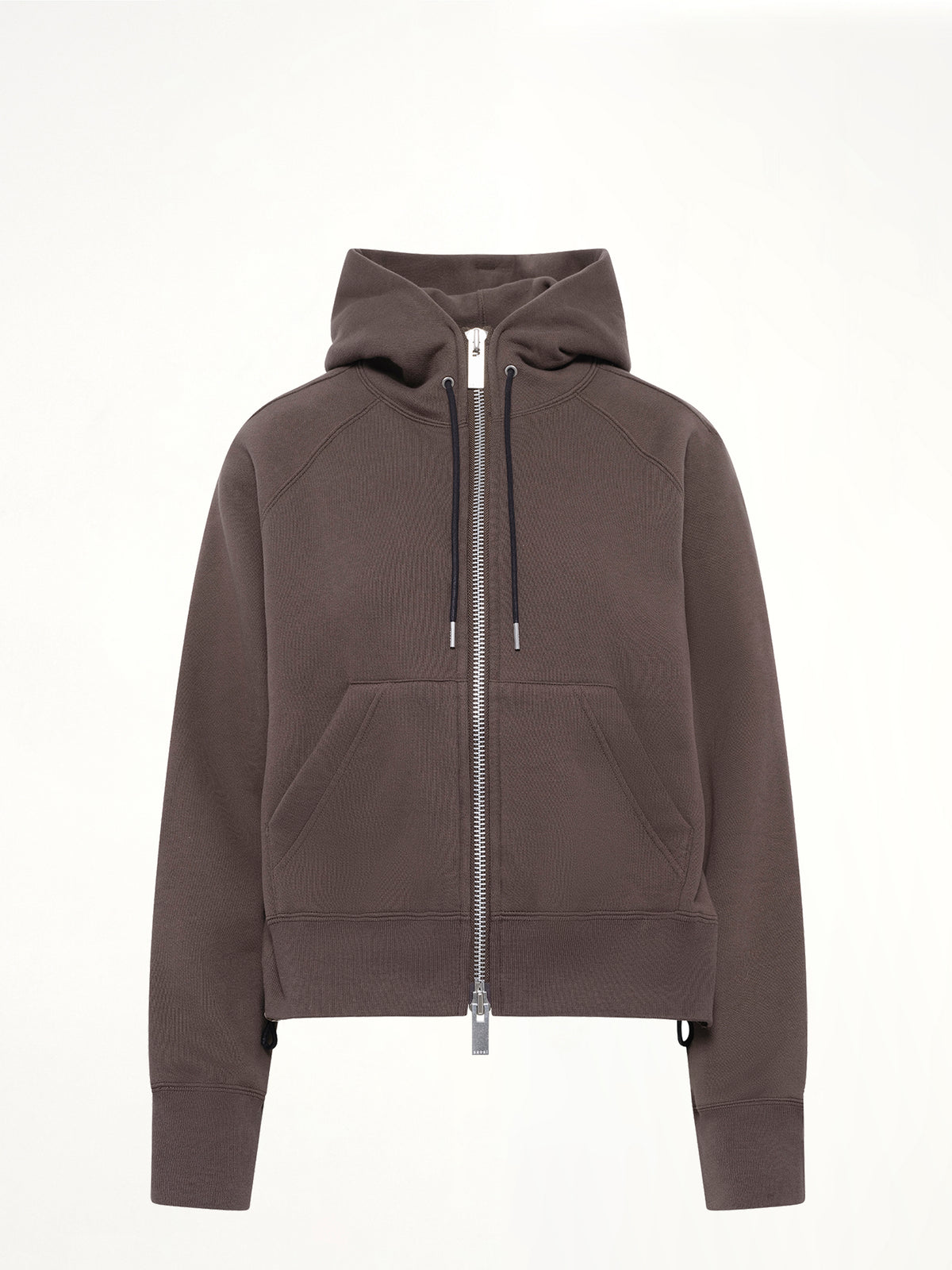 Cotton Jersey Zip Hoodie in Khaki