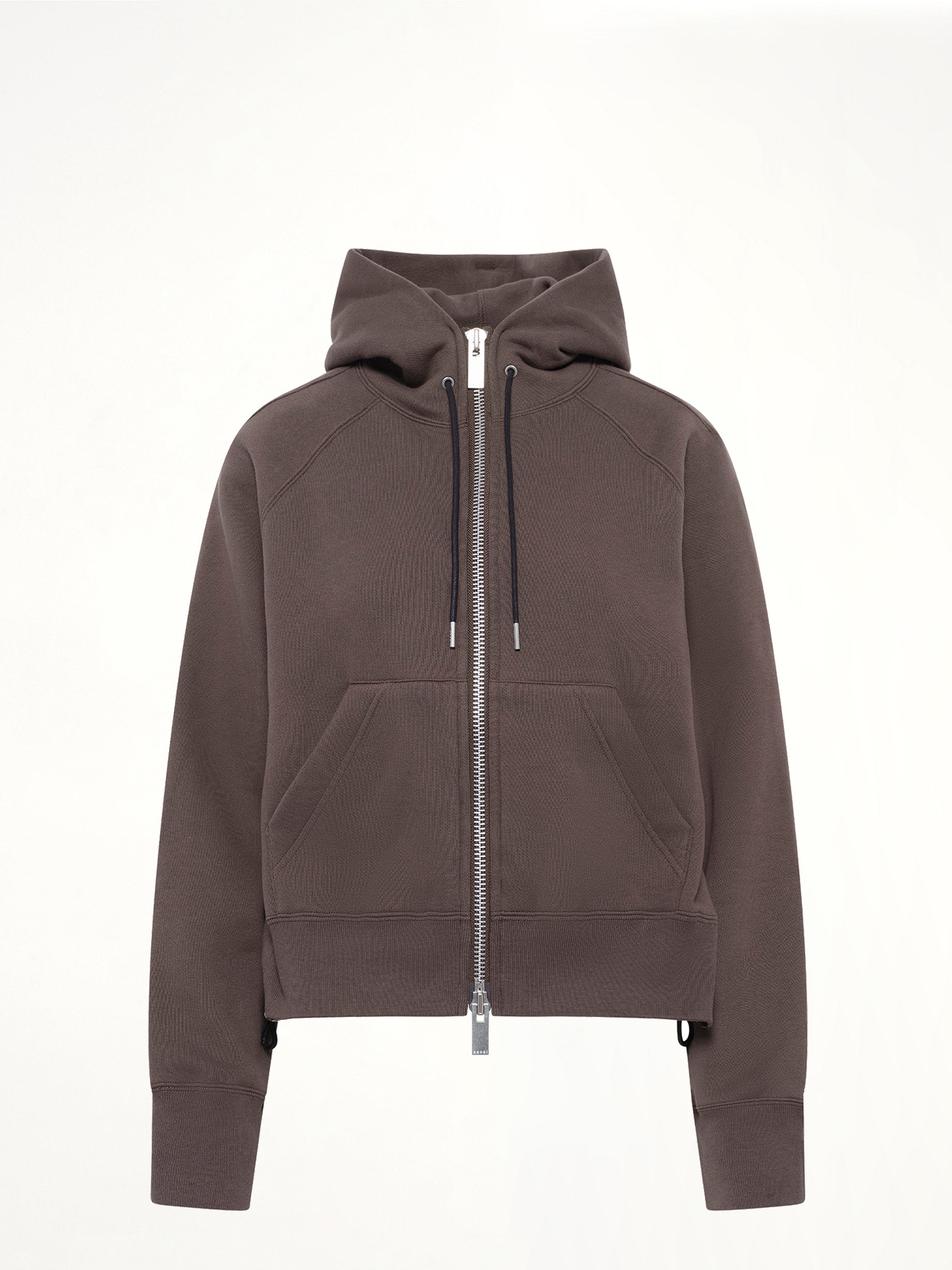 Cotton Jersey Zip Hoodie in Khaki