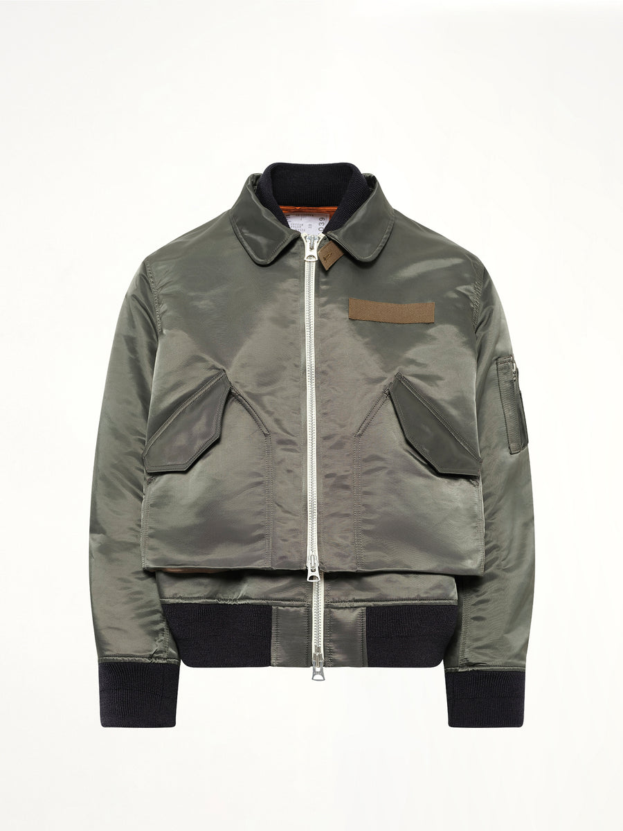 Cotton Nylon Twill Blouson in Dark Khaki