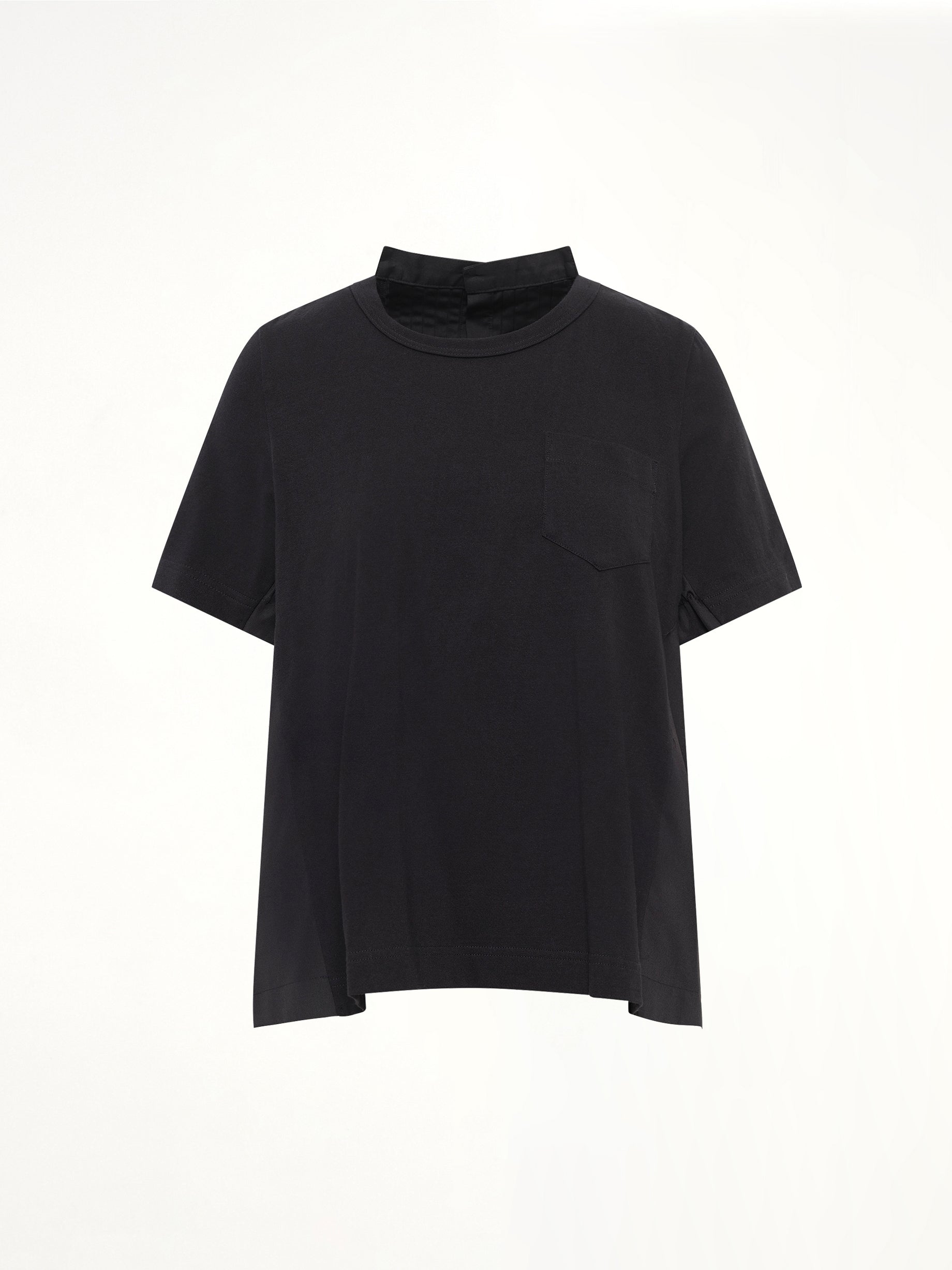 Cotton Poplin x Cotton Jersey T-Shirt in Black