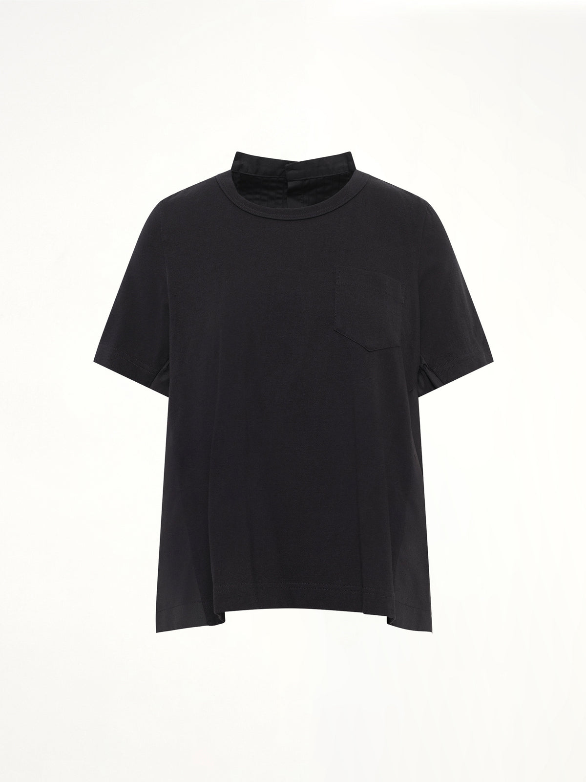 Cotton Poplin x Cotton Jersey T-Shirt in Black