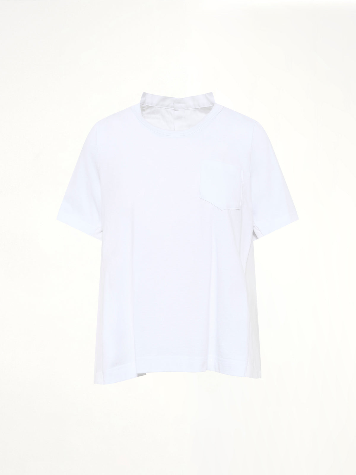 Cotton Poplin x Cotton Jersey T-Shirt in White