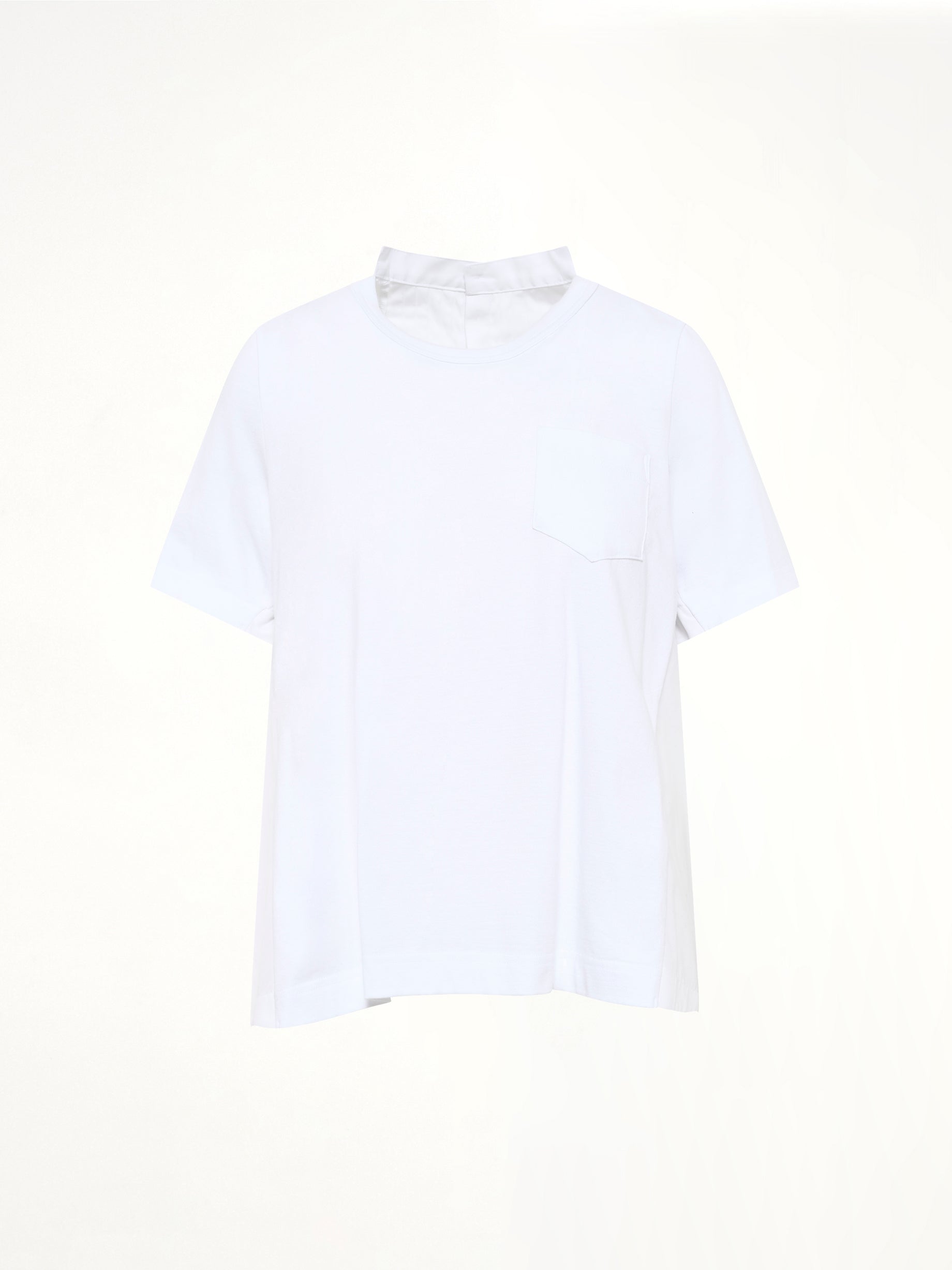 Cotton Poplin x Cotton Jersey T-Shirt in White