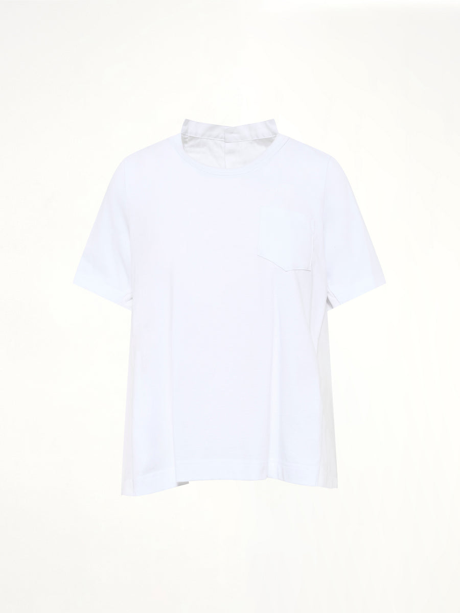 Cotton Poplin x Cotton Jersey T-Shirt in White