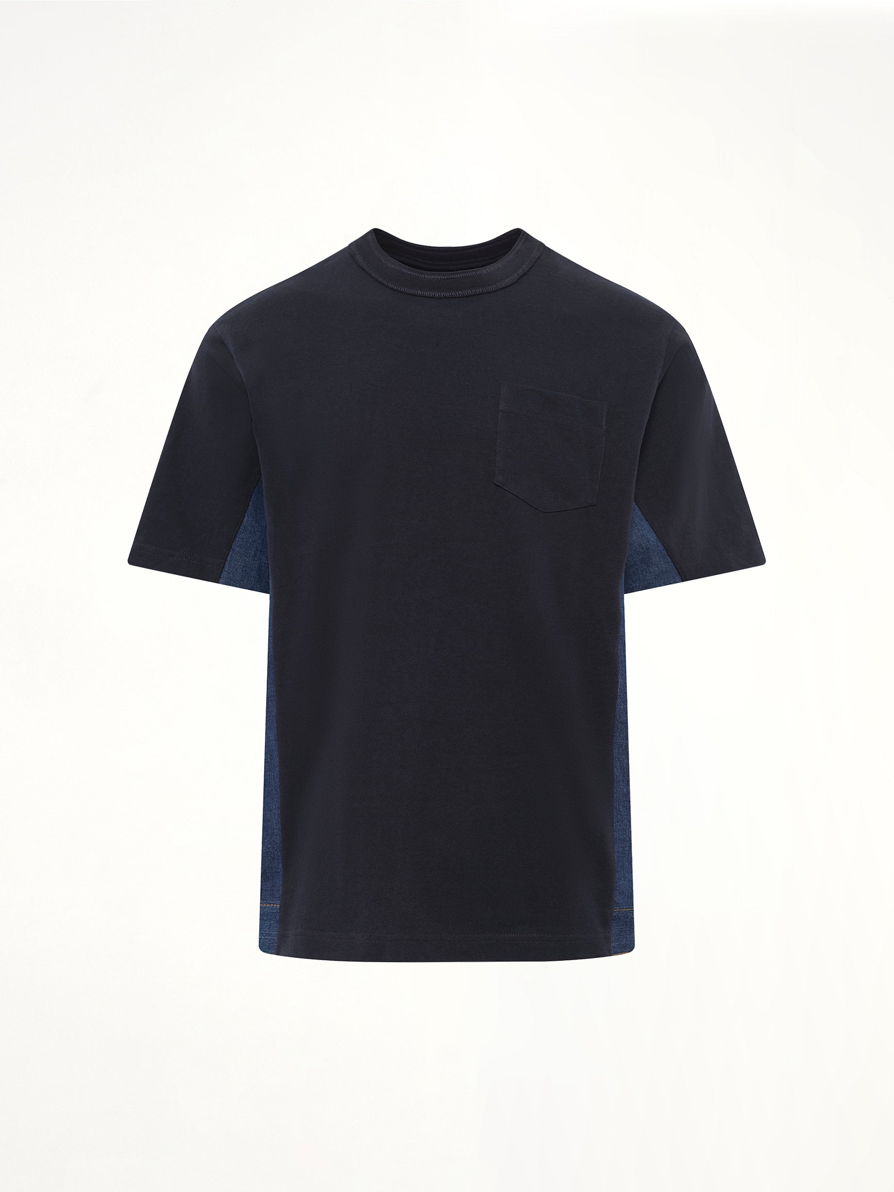 Denim x Cotton Jersey T-Shirt in Navy/Blue