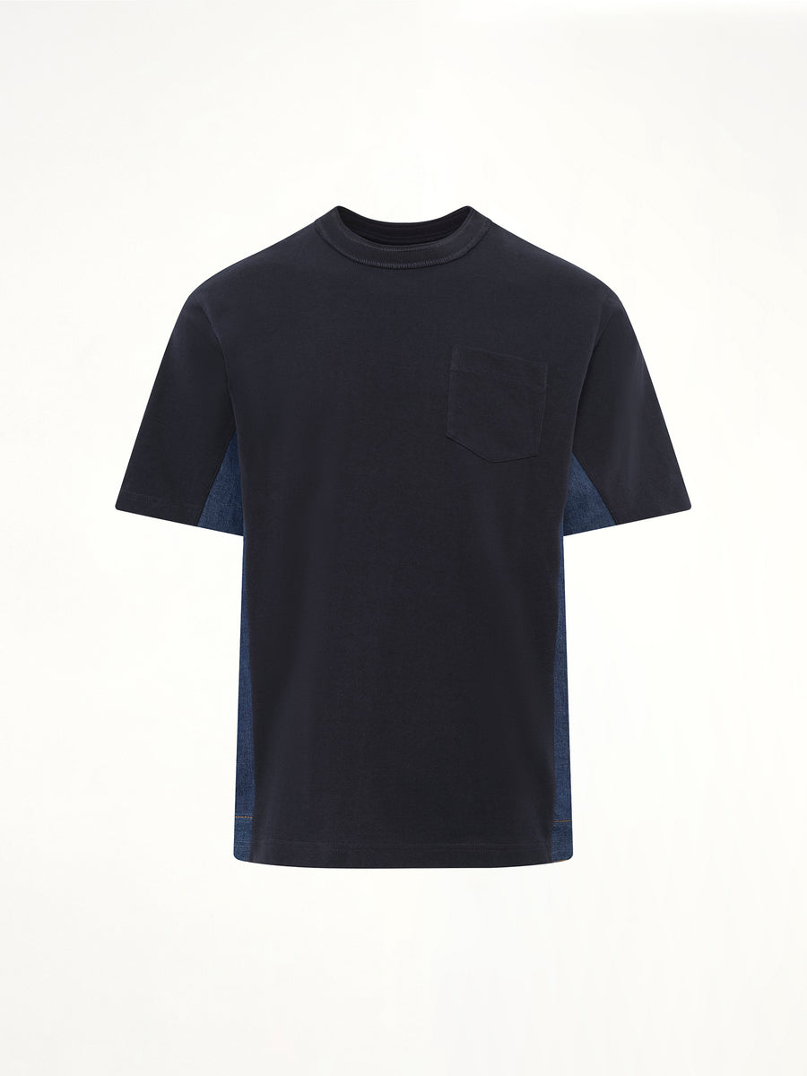 Denim x Cotton Jersey T-Shirt in Navy/Blue