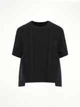 Denim x Cotton Knit Sweater in Black