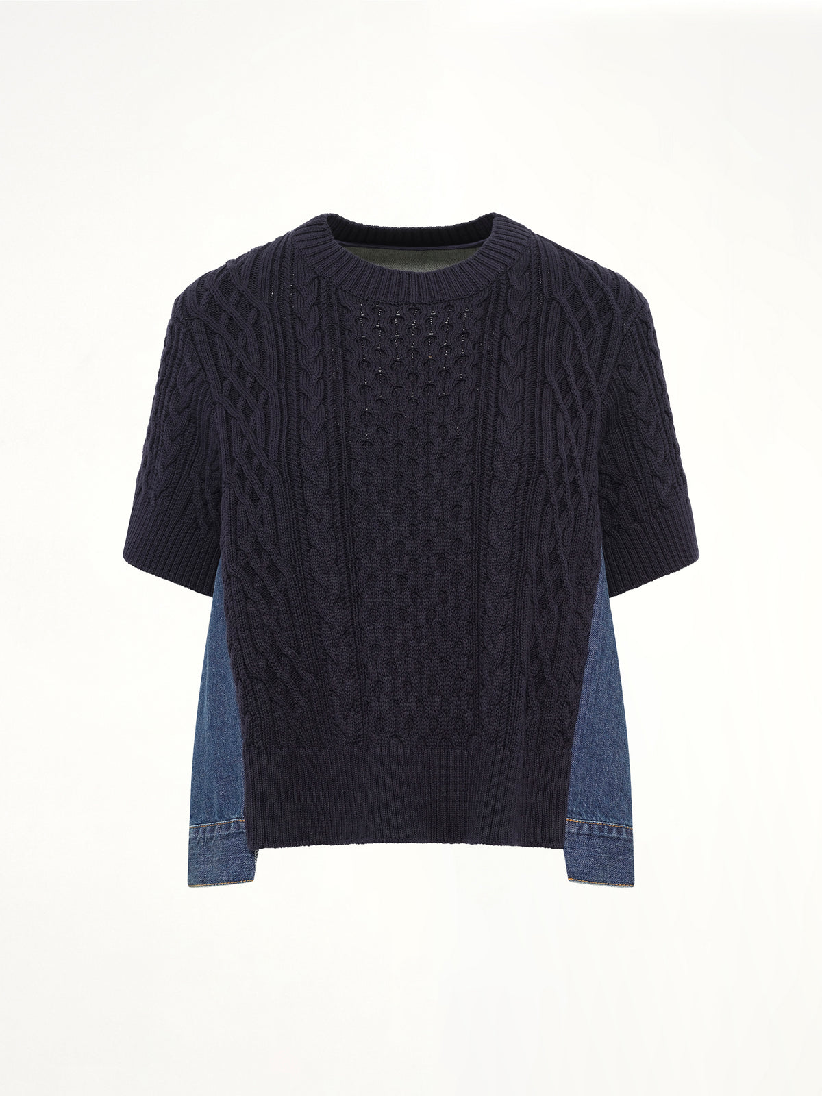 Denim x Cotton Knit Sweater in Navy