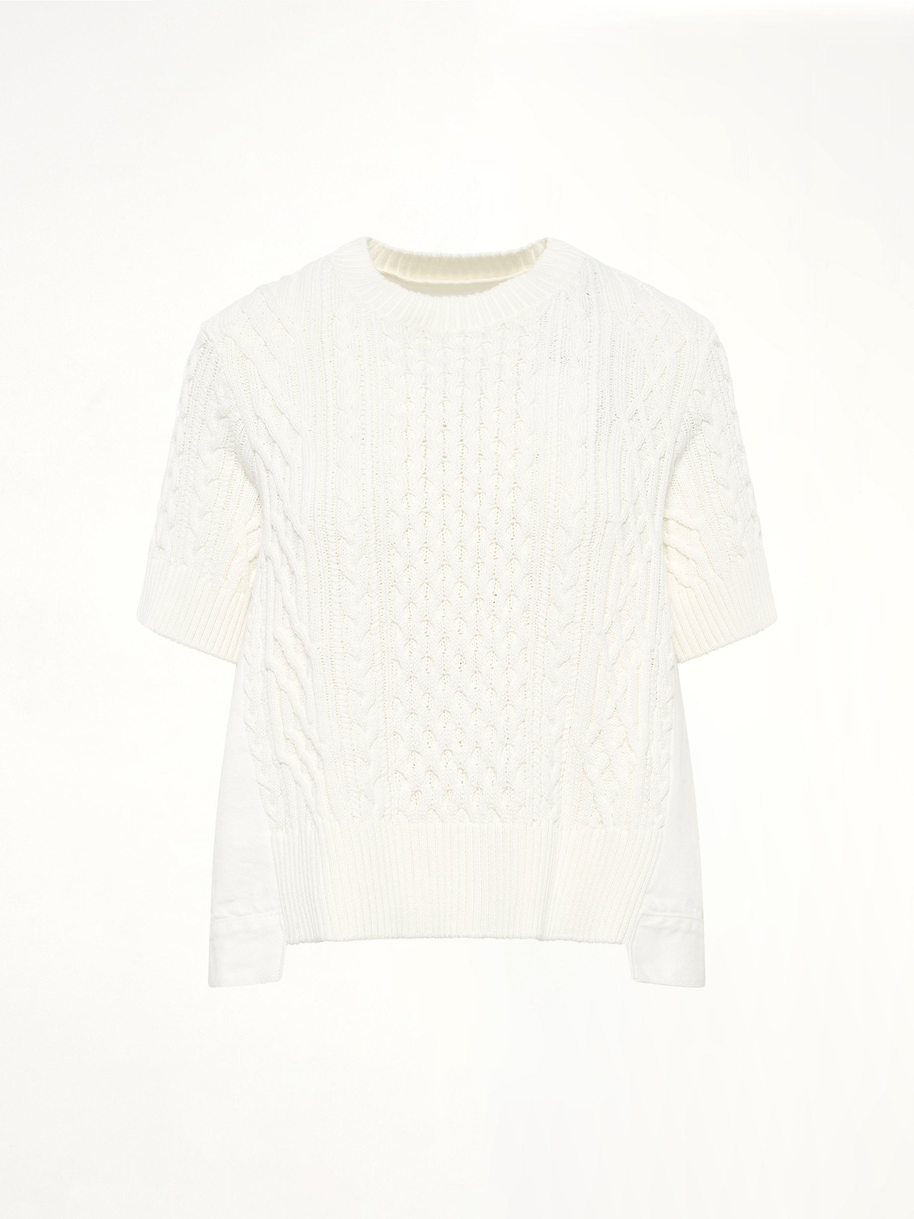 Denim x Cotton Knit Sweater in Off White