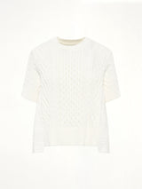 Denim x Cotton Knit Sweater in Off White