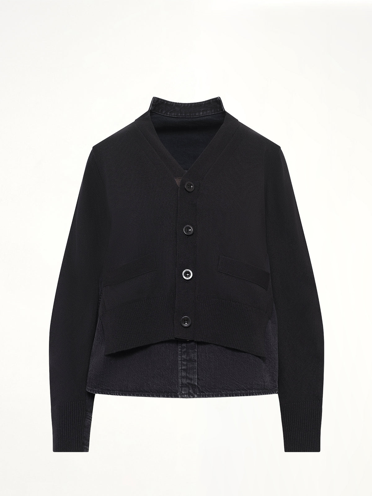 Denim x Knit Cardigan in Black