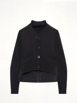 Denim x Knit Cardigan in Black