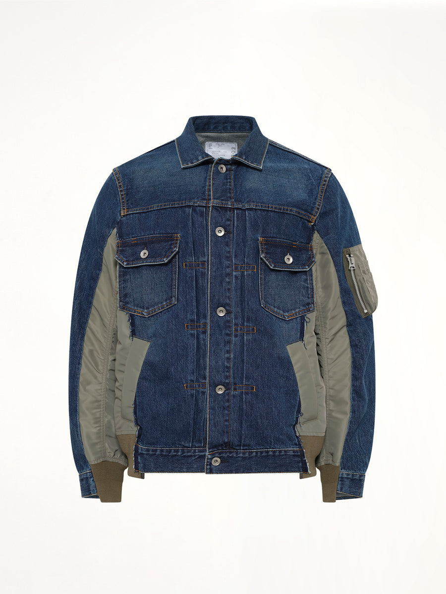 Denim x Nylon Twill Jacket in Blue