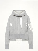 Layered Sponge Sweat x Nylon Twill Hoodie in Light Gray