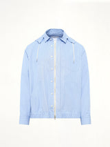 Poplin Hoodie in Light Blue Stripe