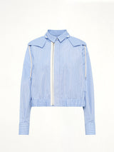 Womens Poplin Hoodie in Light Blue Stripe