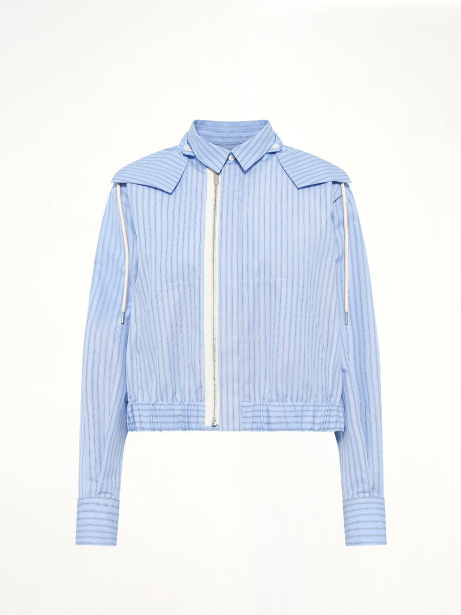 Poplin Hoodie in Light Blue Stripe