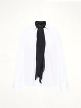 Poplin Shirt with Tie in Off White