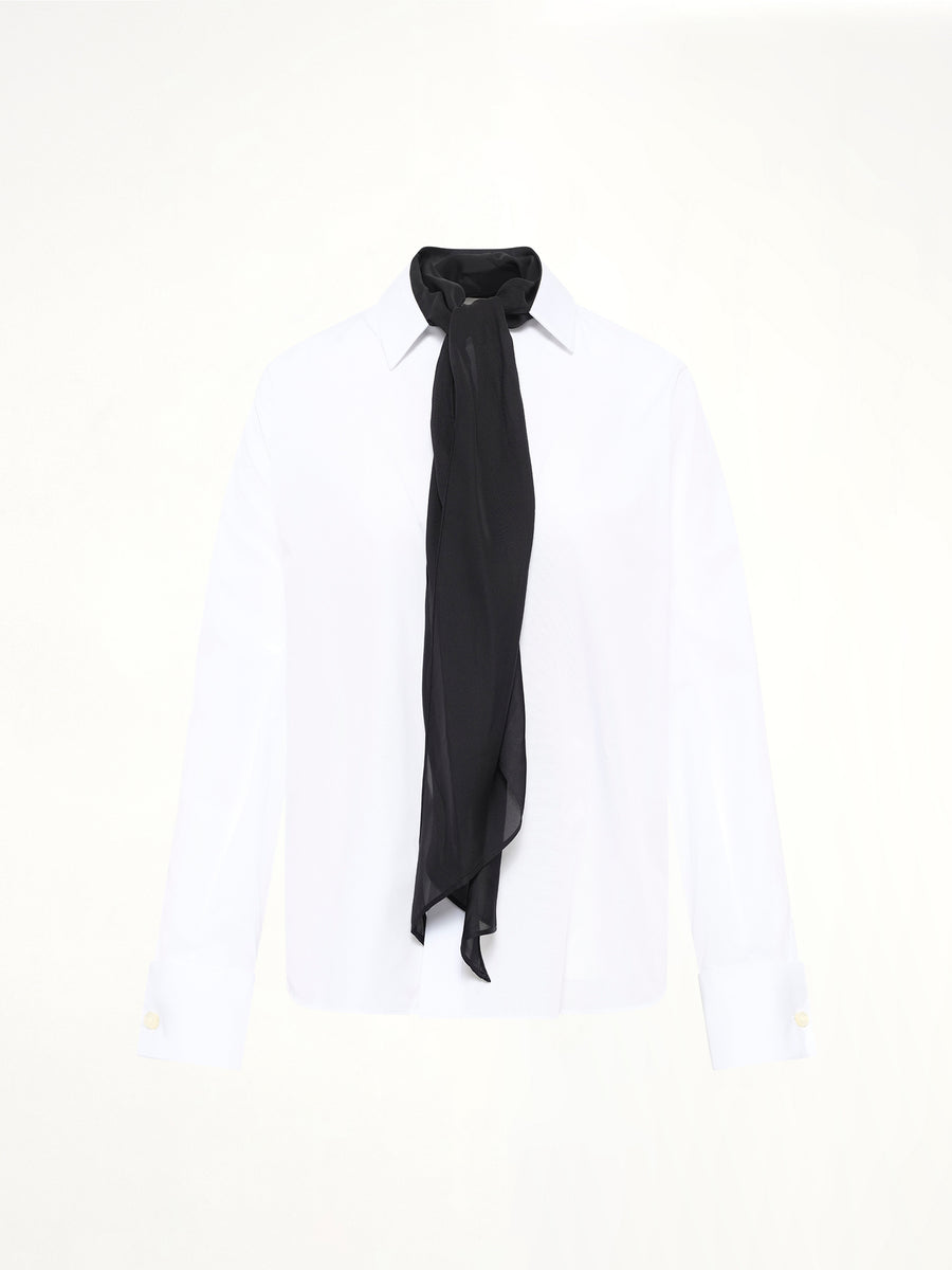 Poplin Shirt with Tie in Off White