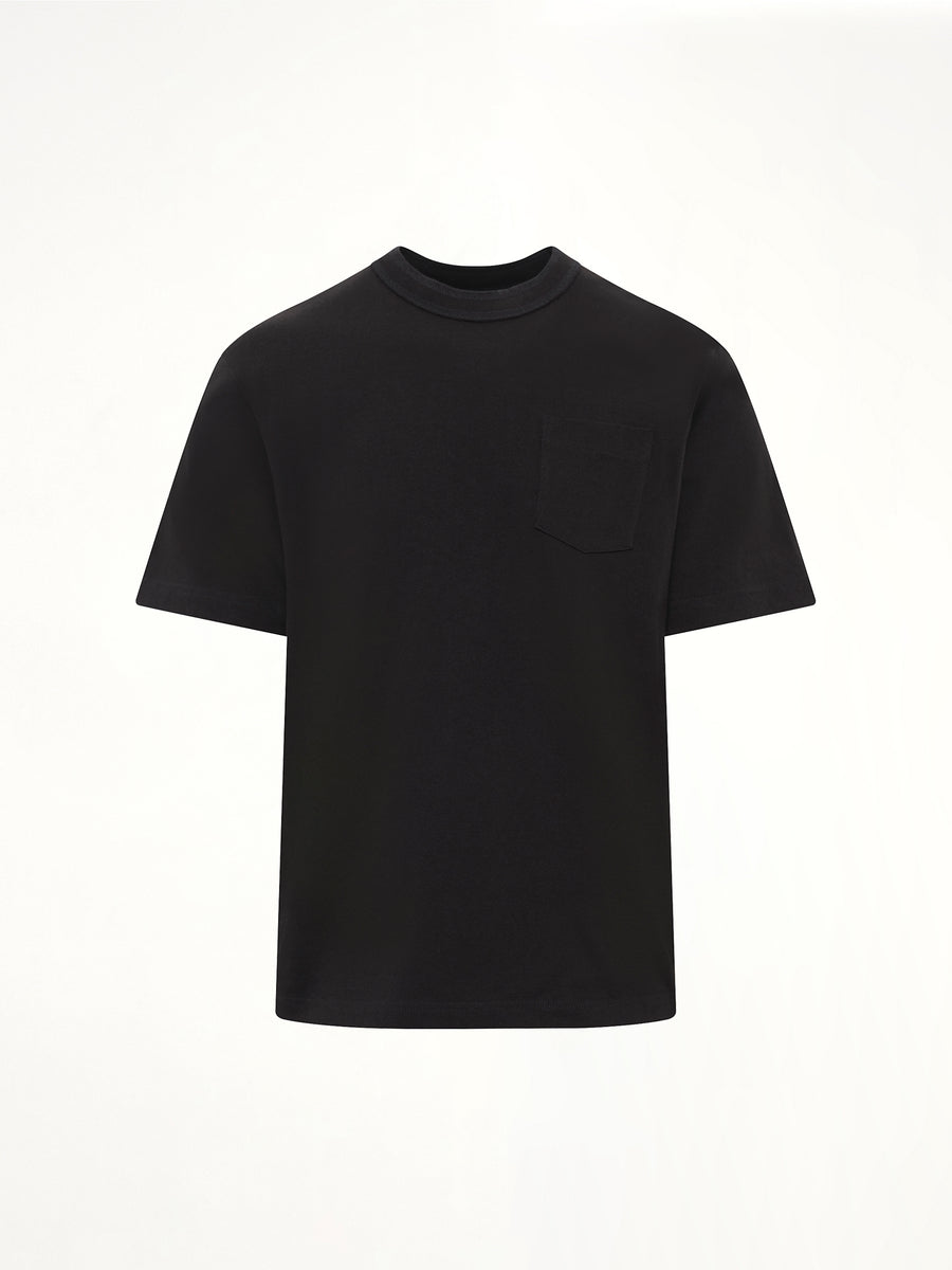 Side Zip Cotton T-Shirt in Black