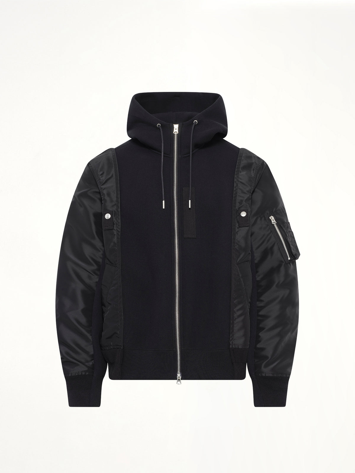 Sponge Sweat x Nylon Twill Hoodie in Black