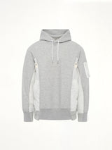 Sponge Sweat x Nylon Twill Hoodie in Light Gray