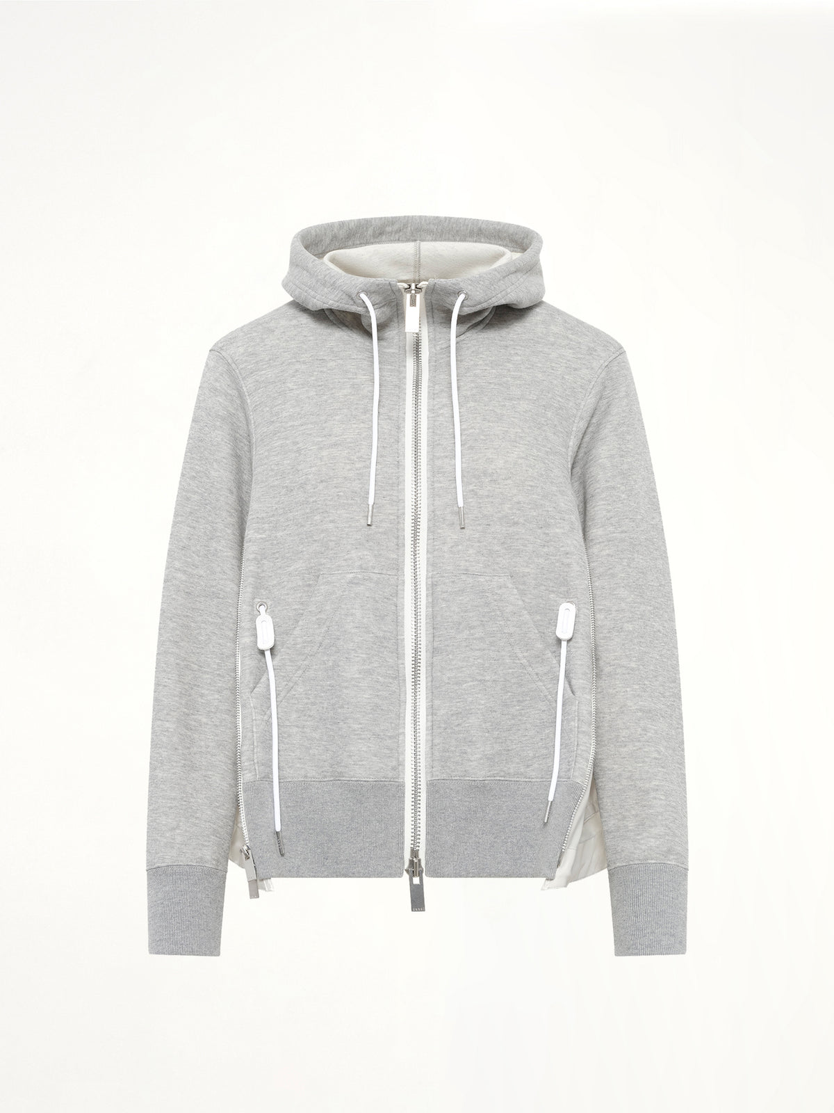 Sponge Sweat x Nylon Twill Hoodie in Light Gray