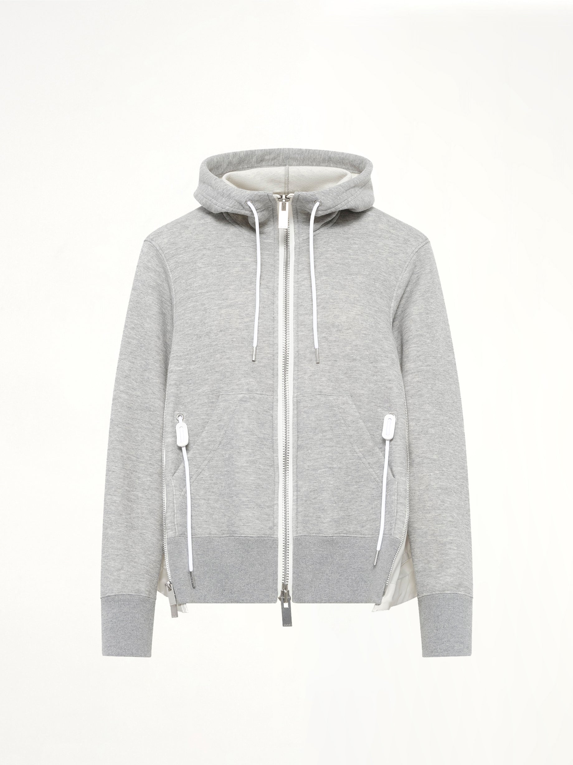 Sponge Sweat x Nylon Twill Hoodie in Light Gray
