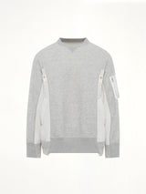 Sponge Sweat x Nylon Twill Sweatshirt in Light Gray
