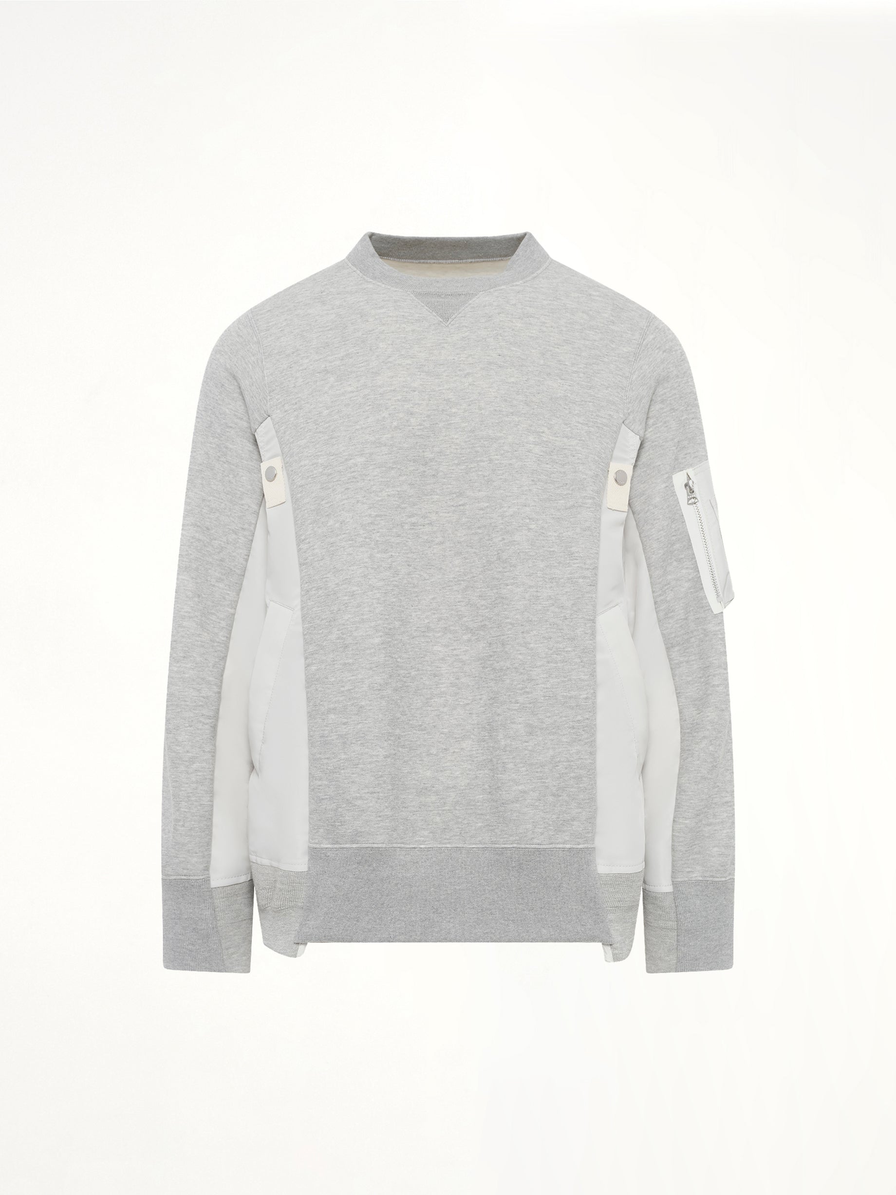 Sponge Sweat x Nylon Twill Sweatshirt in Light Gray