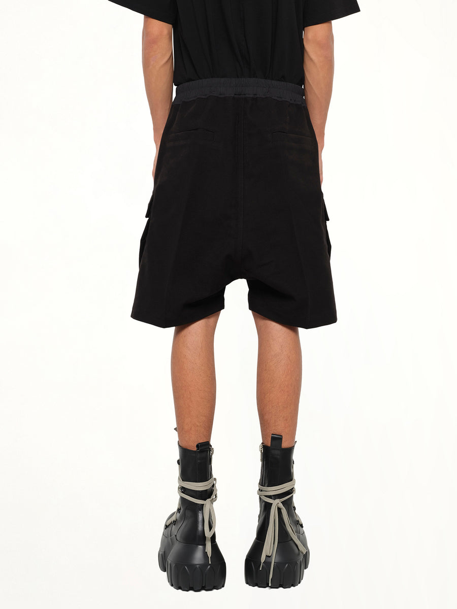 Brushed Twill Cargobela Shorts in Black