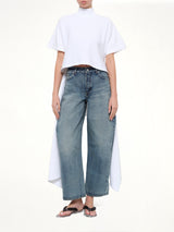 Cotton Jersey Asymmetric T-Shirt in White