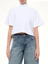 Cotton Jersey Asymmetric T-Shirt in White