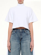 Cotton Jersey Asymmetric T-Shirt in White