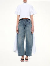 Cotton Jersey Asymmetric T-Shirt in White