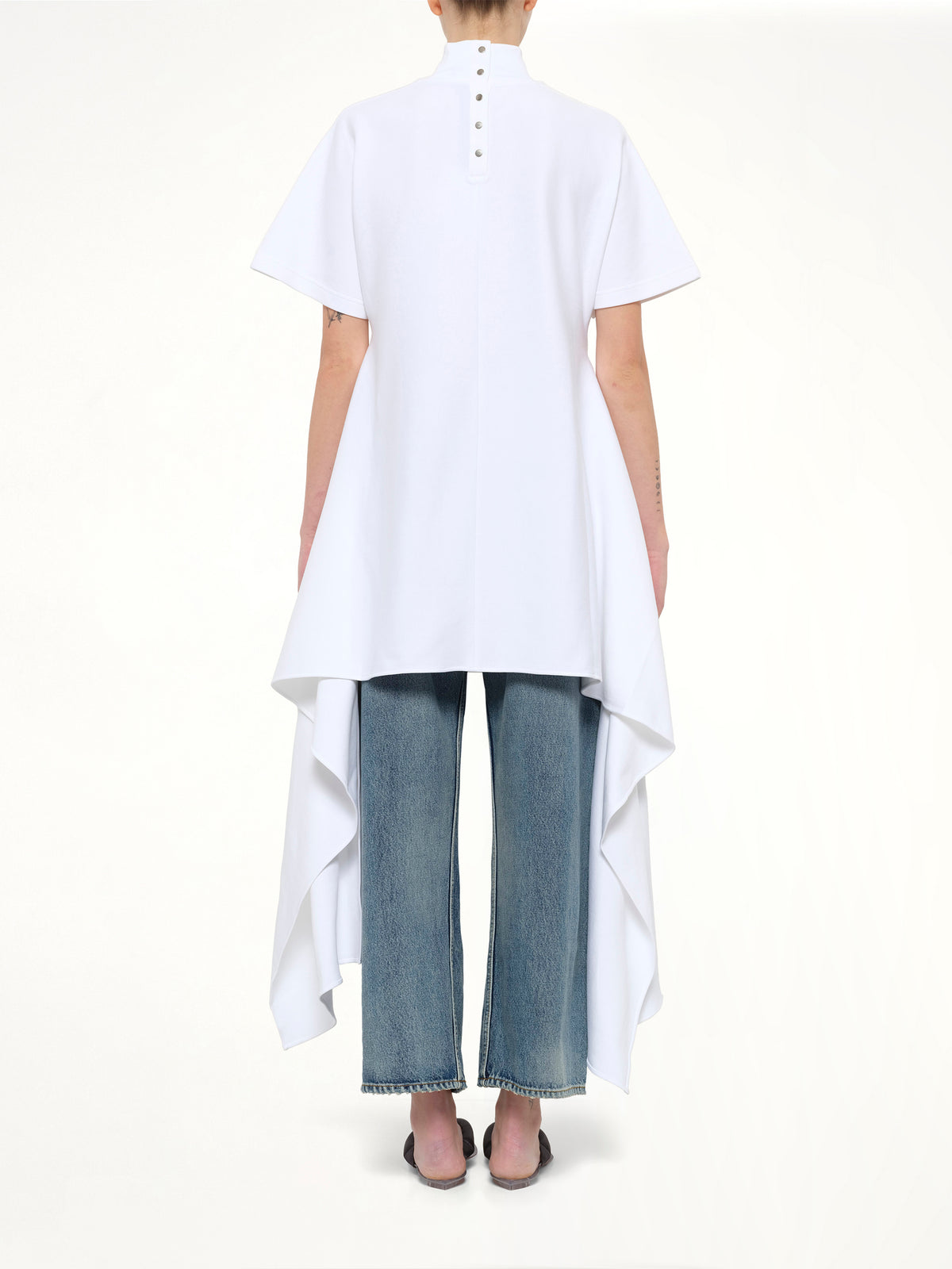 Cotton Jersey Asymmetric T-Shirt in White
