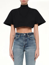 Cotton Jersey Highneck T-Shirt in Black